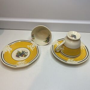 Vtg MINTON Porcelain Demitasse Yellow Cups & Saucers early 20th c ASNP 293 AO